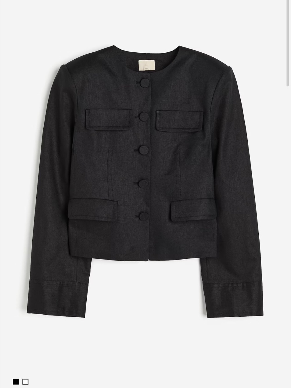 H&M Black Cropped Linen Jacket